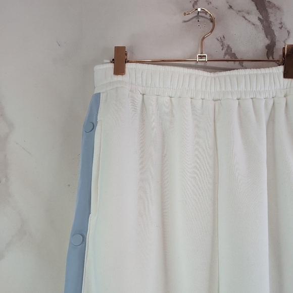 Yellow The Label Sweatpants Womens Large Tearaway White Blue Button Yllw Pants - Picture 4 of 16